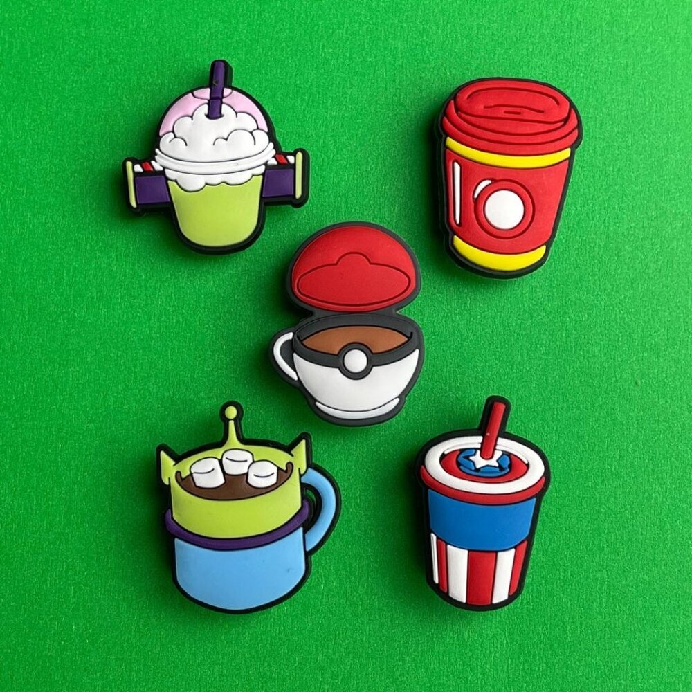 Coffee lover Designs Crocs Shoe Charms Set of 5 - jibbitz Charms